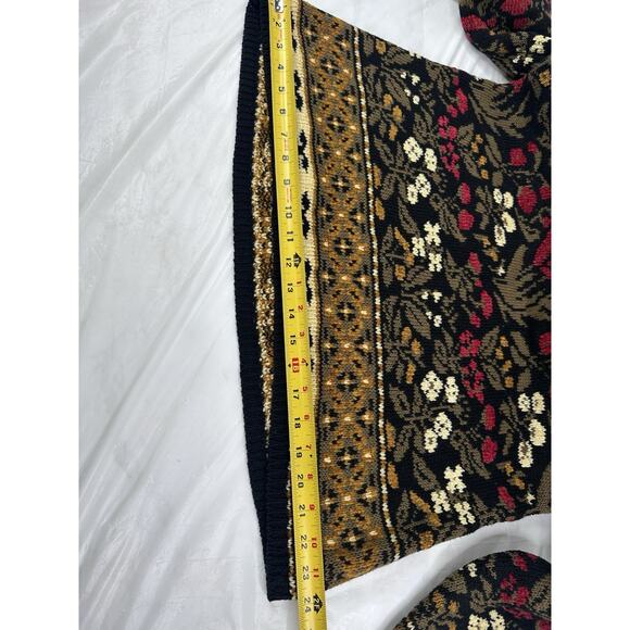 Lands End Tapestry Country Primitive Womens Large Christmas Floral Knit Sweater - Picture 7 of 7